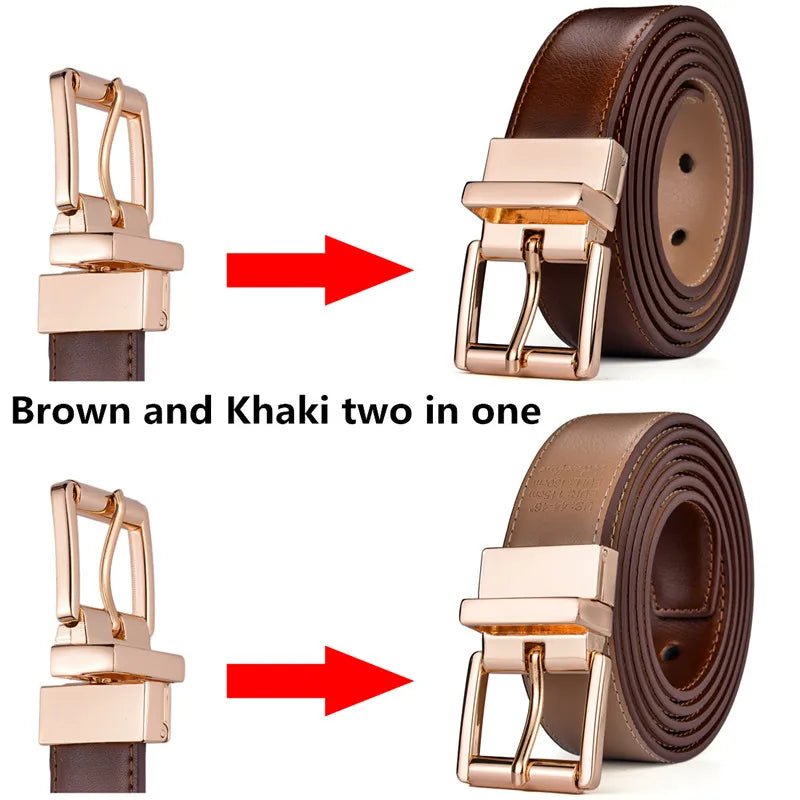 1Pcs Mens Reversible Leather Dress Casual Belts for Men 2.8cm