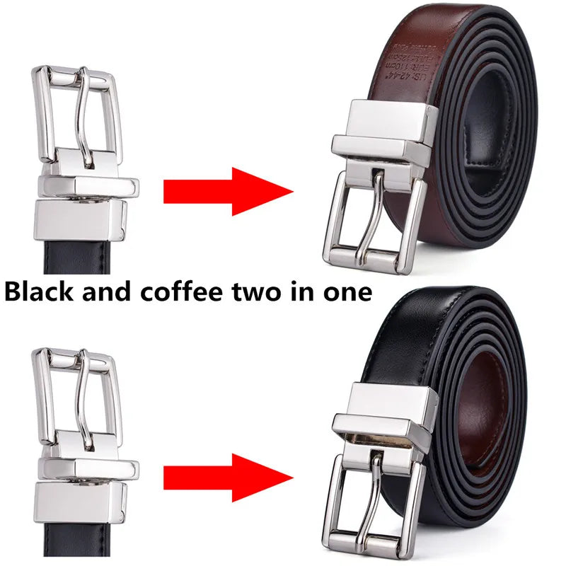 1Pcs Mens Reversible Leather Dress Casual Belts for Men 2.8cm