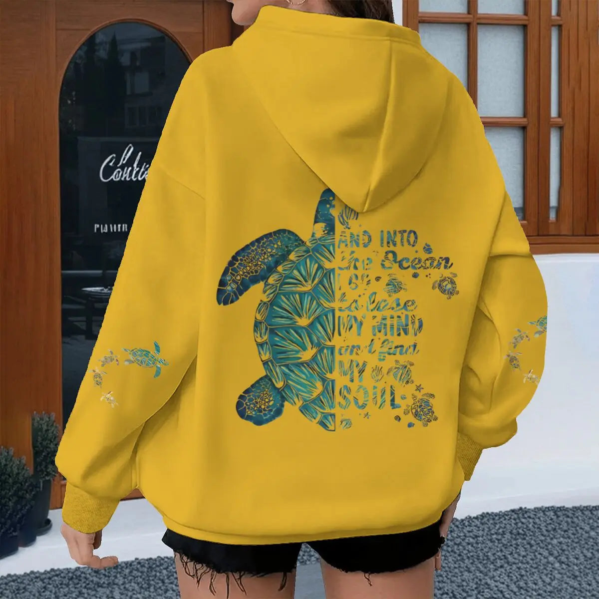 Turtle Vintage Hoodies "And Into The Ocean I Go" Women Men Turtle