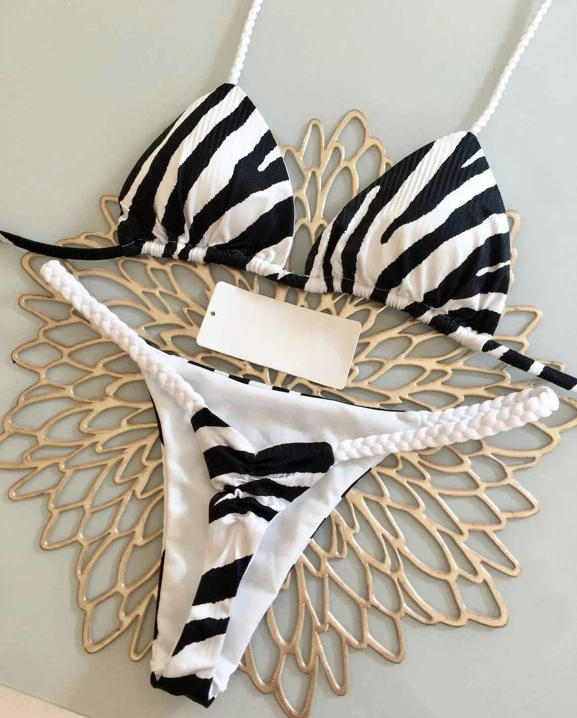 Bikini High Waist Swimsuit Sexy Thong Bikini Set Zebra