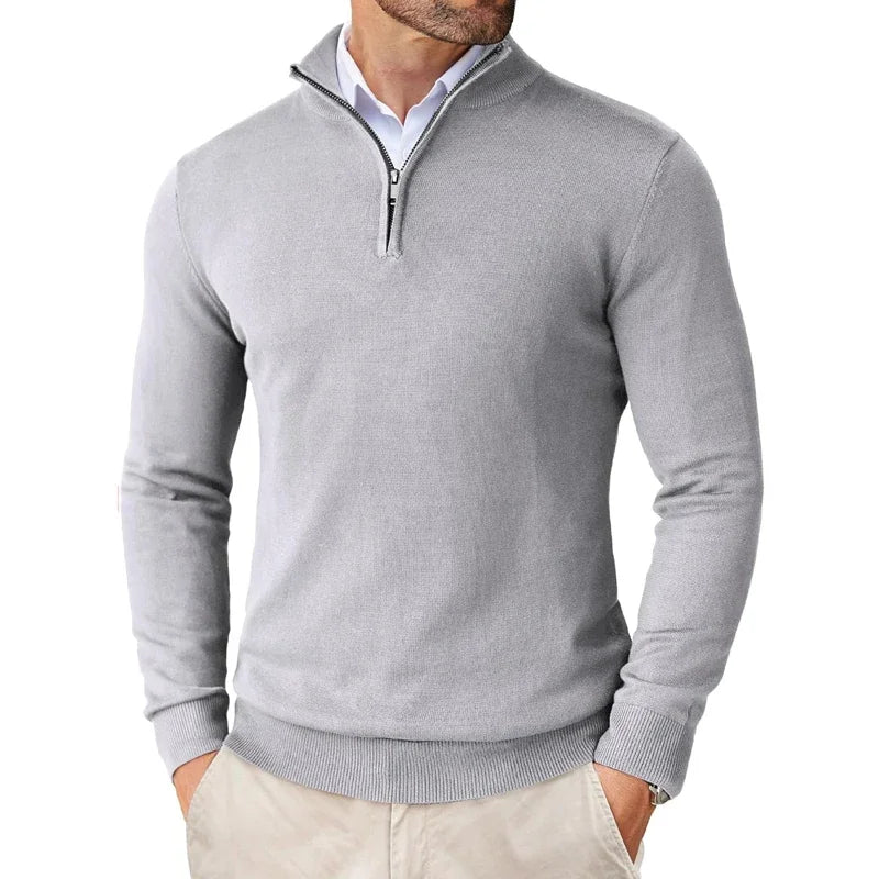 Autumn Men's Quarter Zip Up Sweaters Slim Fit
