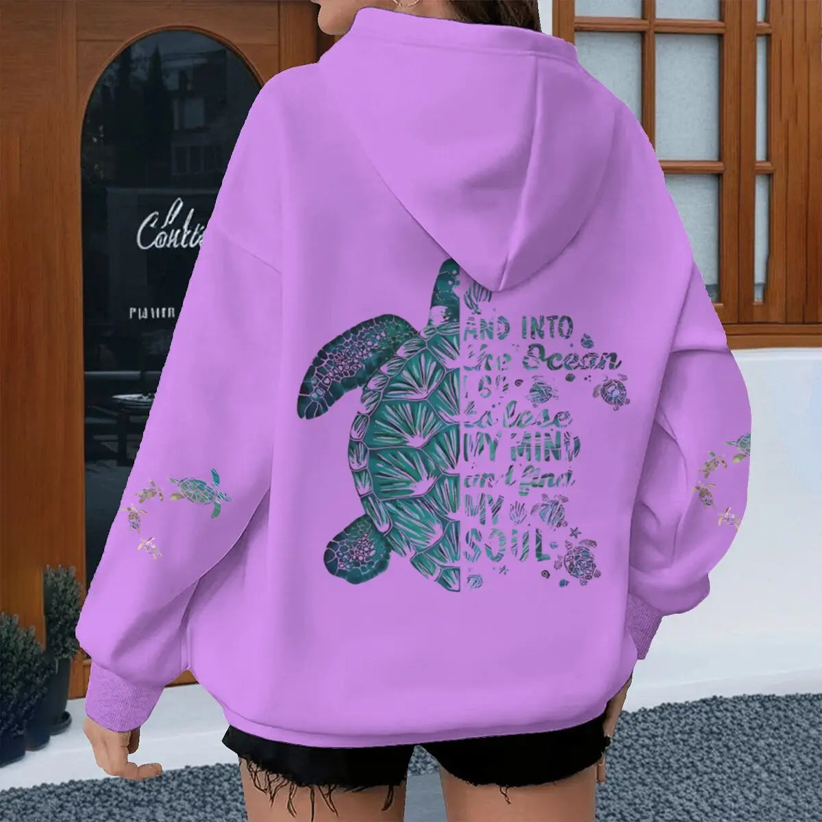 Turtle Vintage Hoodies "And Into The Ocean I Go" Women Men Turtle