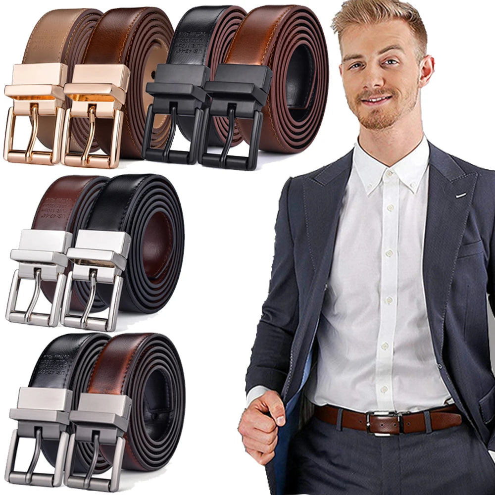 1Pcs Mens Reversible Leather Dress Casual Belts for Men 2.8cm
