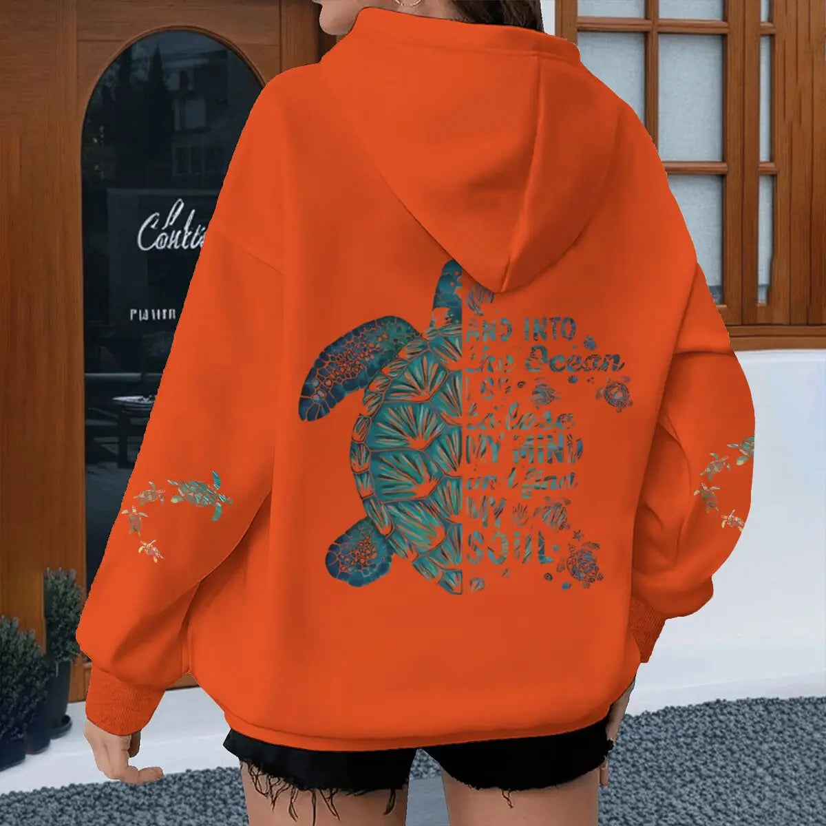 Turtle Vintage Hoodies "And Into The Ocean I Go" Women Men Turtle
