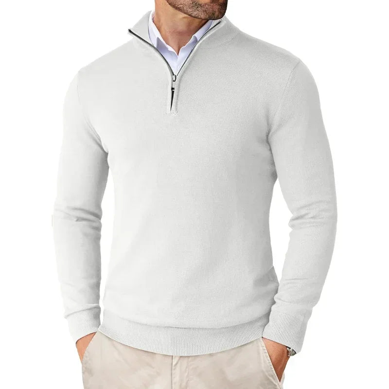 Autumn Men's Quarter Zip Up Sweaters Slim Fit