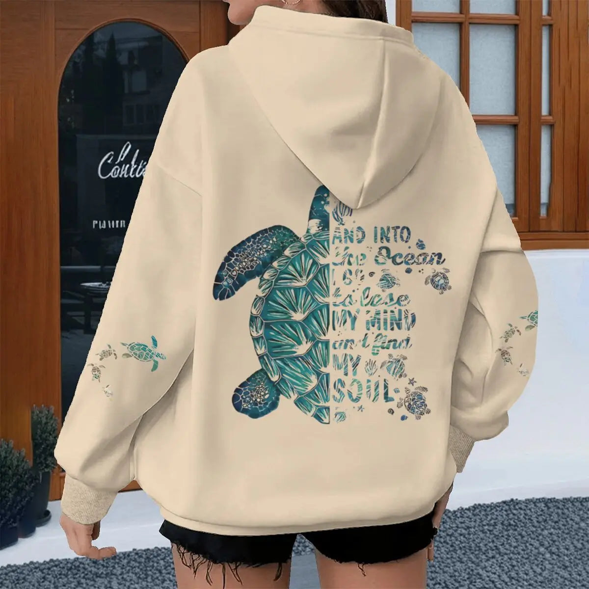 Turtle Vintage Hoodies "And Into The Ocean I Go" Women Men Turtle