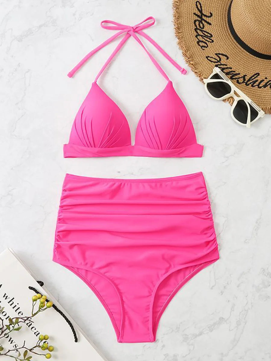 Triangle Bikinis 2026 Women Push Up Swimsuit Solid Sexy