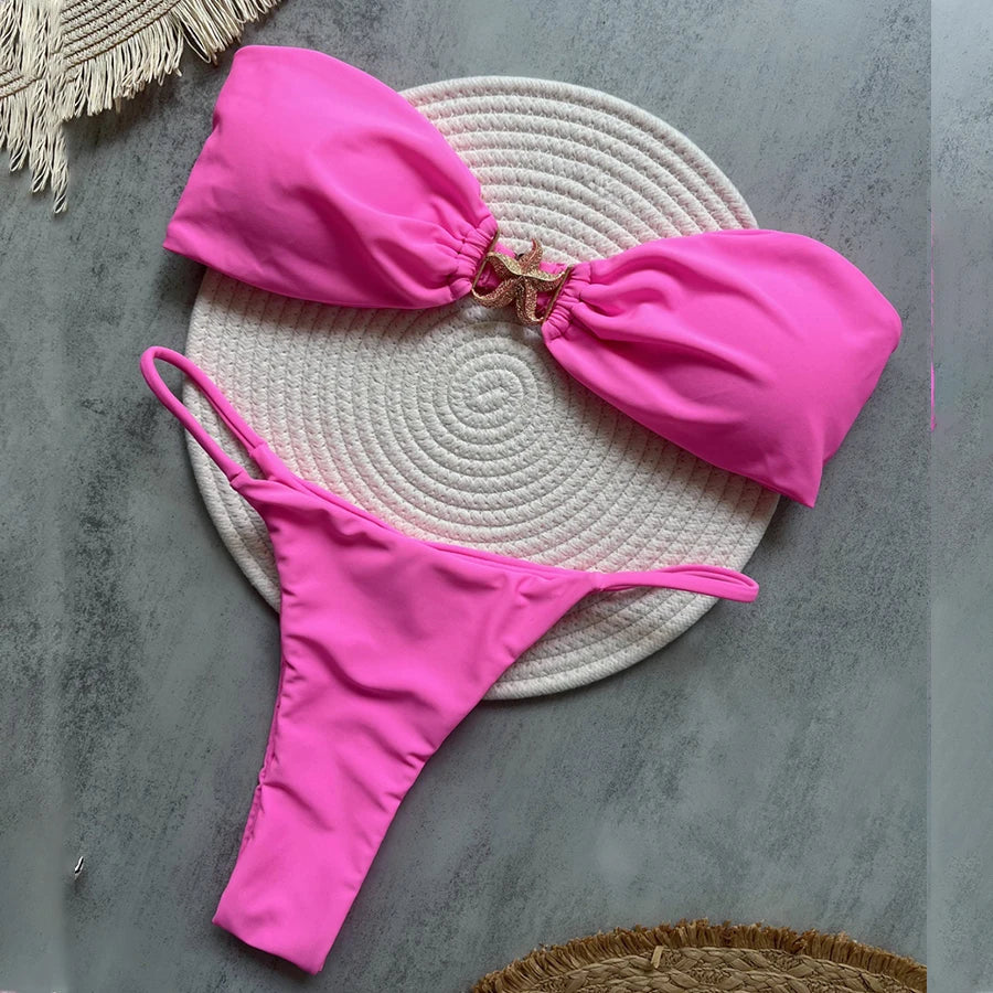 Para Praia 2026 Sexy Push Up Bikini Women Swimwear