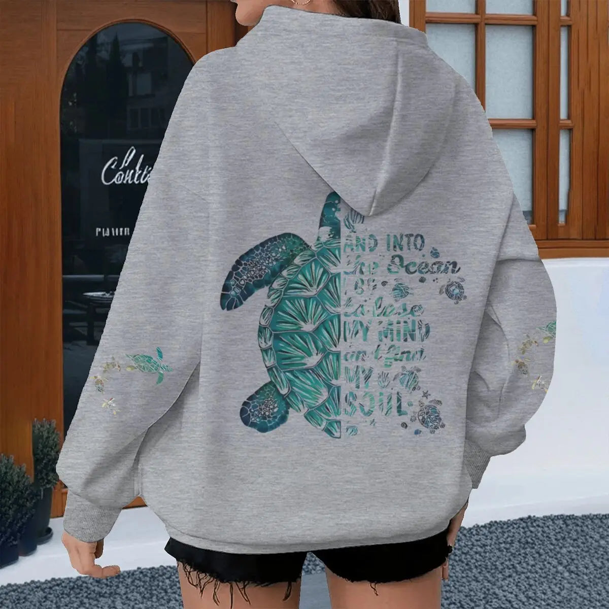 Turtle Vintage Hoodies "And Into The Ocean I Go" Women Men Turtle