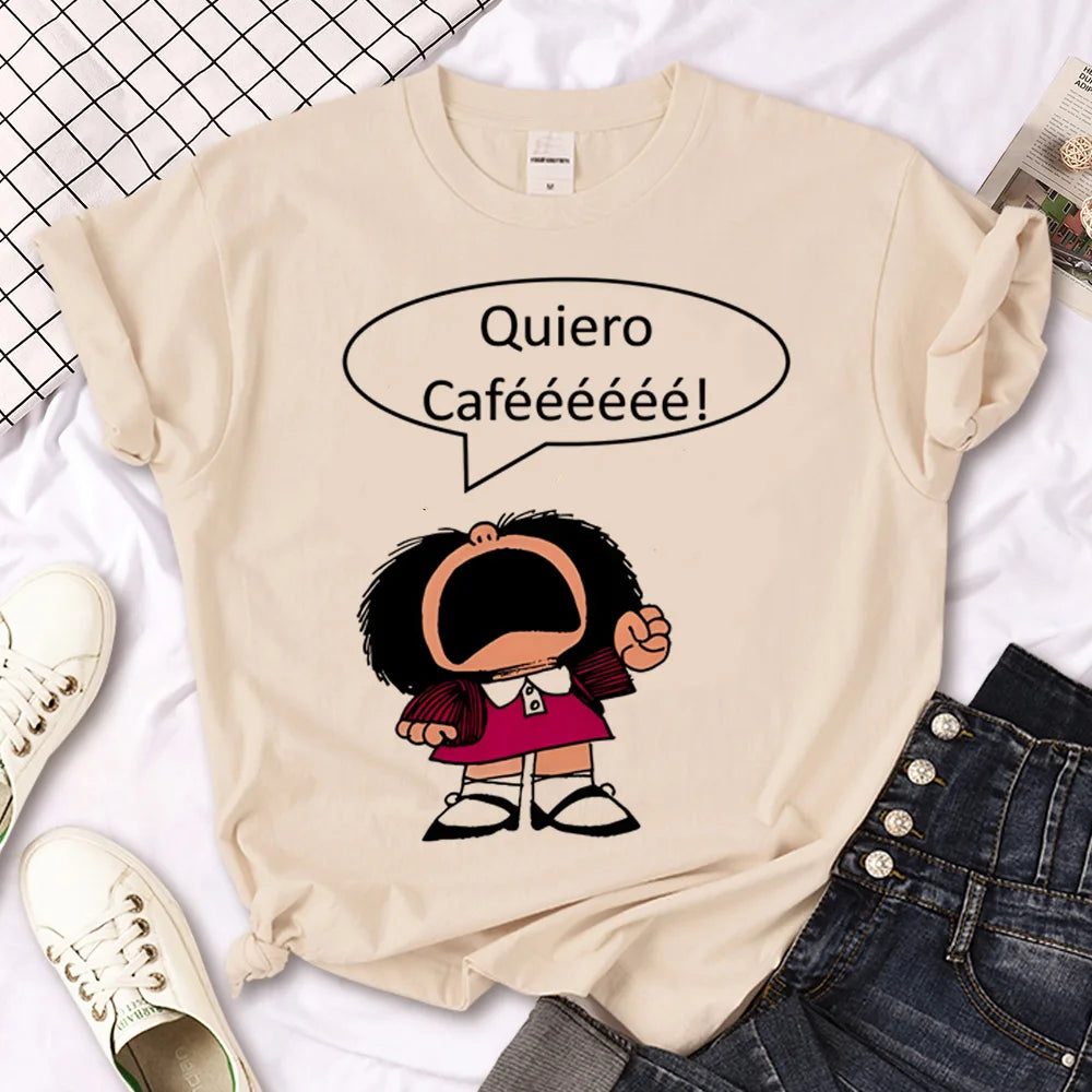 Mafalda t-shirts women Japanese streetwear