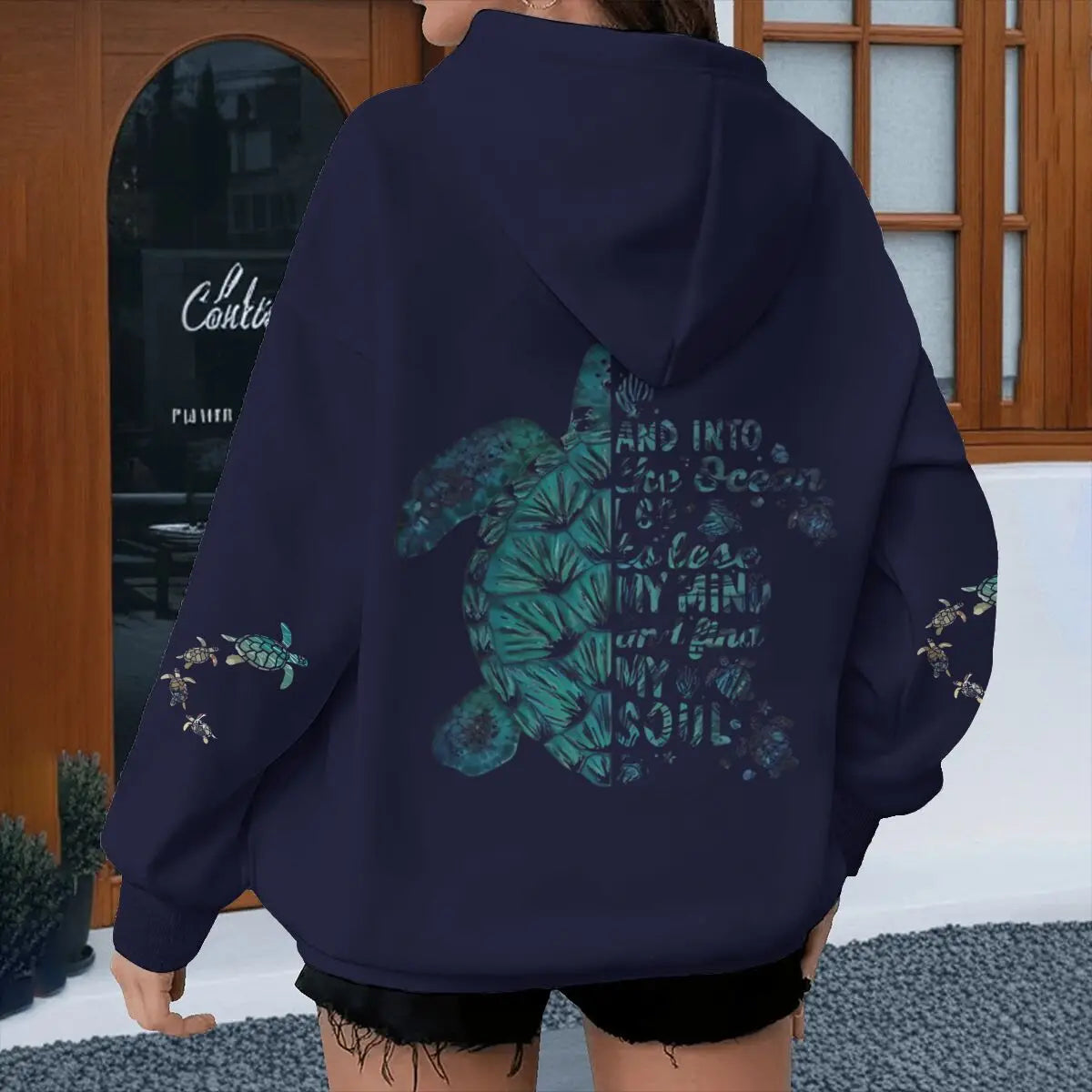 Turtle Vintage Hoodies "And Into The Ocean I Go" Women Men Turtle