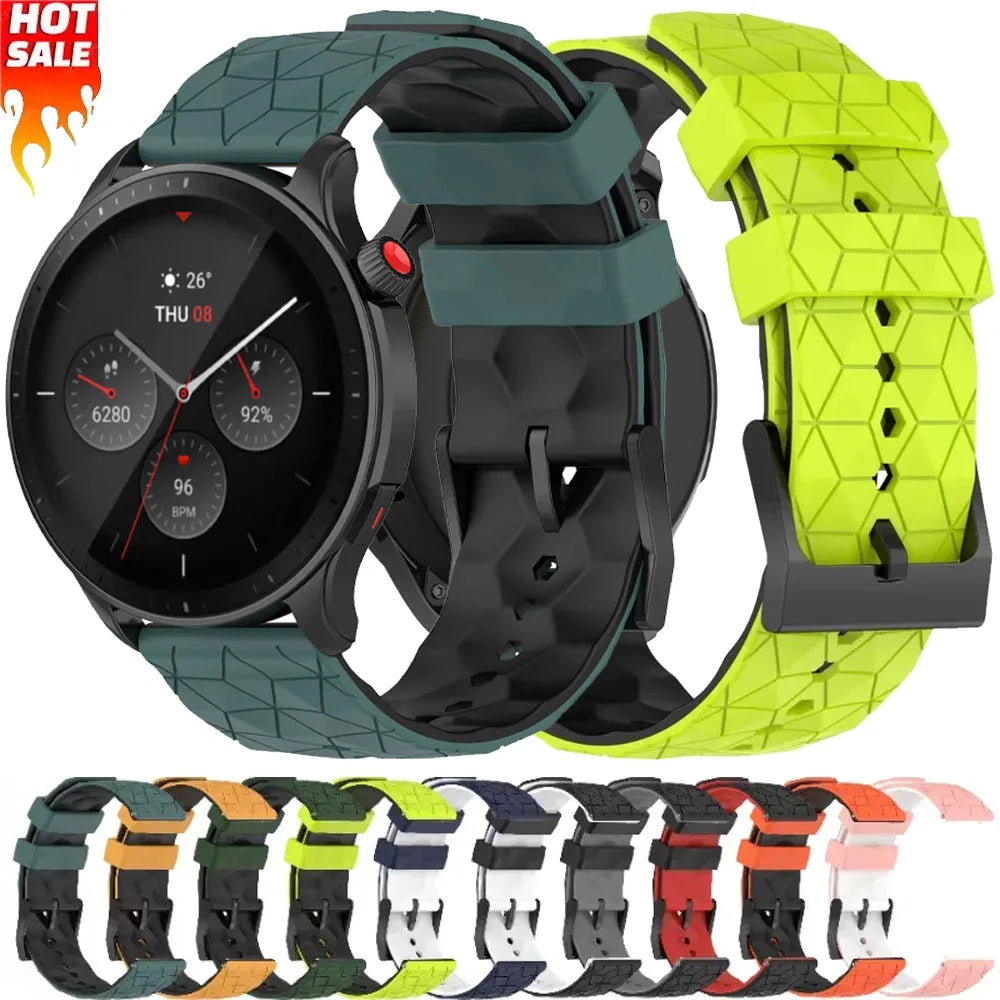 20mm 22mm Football Pattern Silicone Strap For Garmin Forerunner