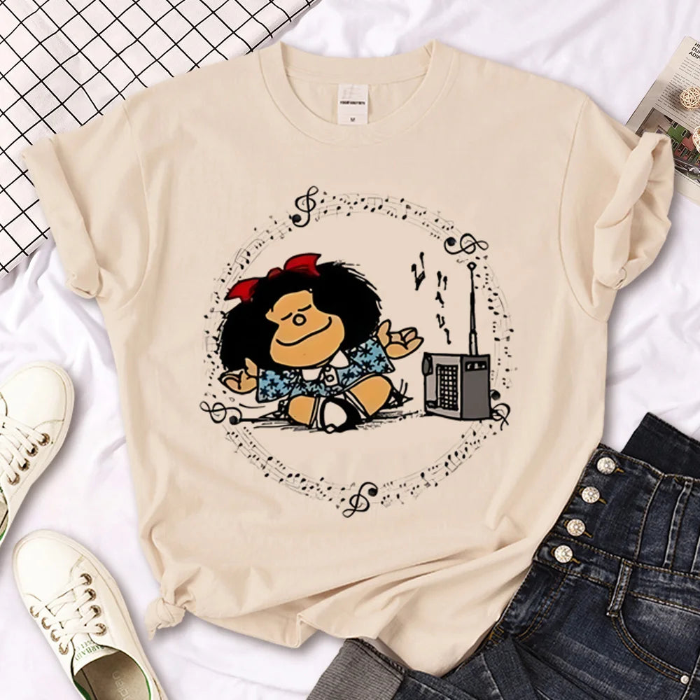 Mafalda t-shirts women Japanese streetwear
