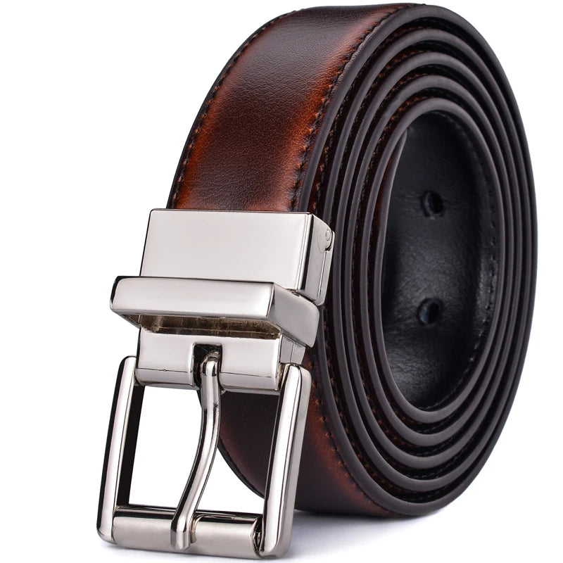 1Pcs Mens Reversible Leather Dress Casual Belts for Men 2.8cm