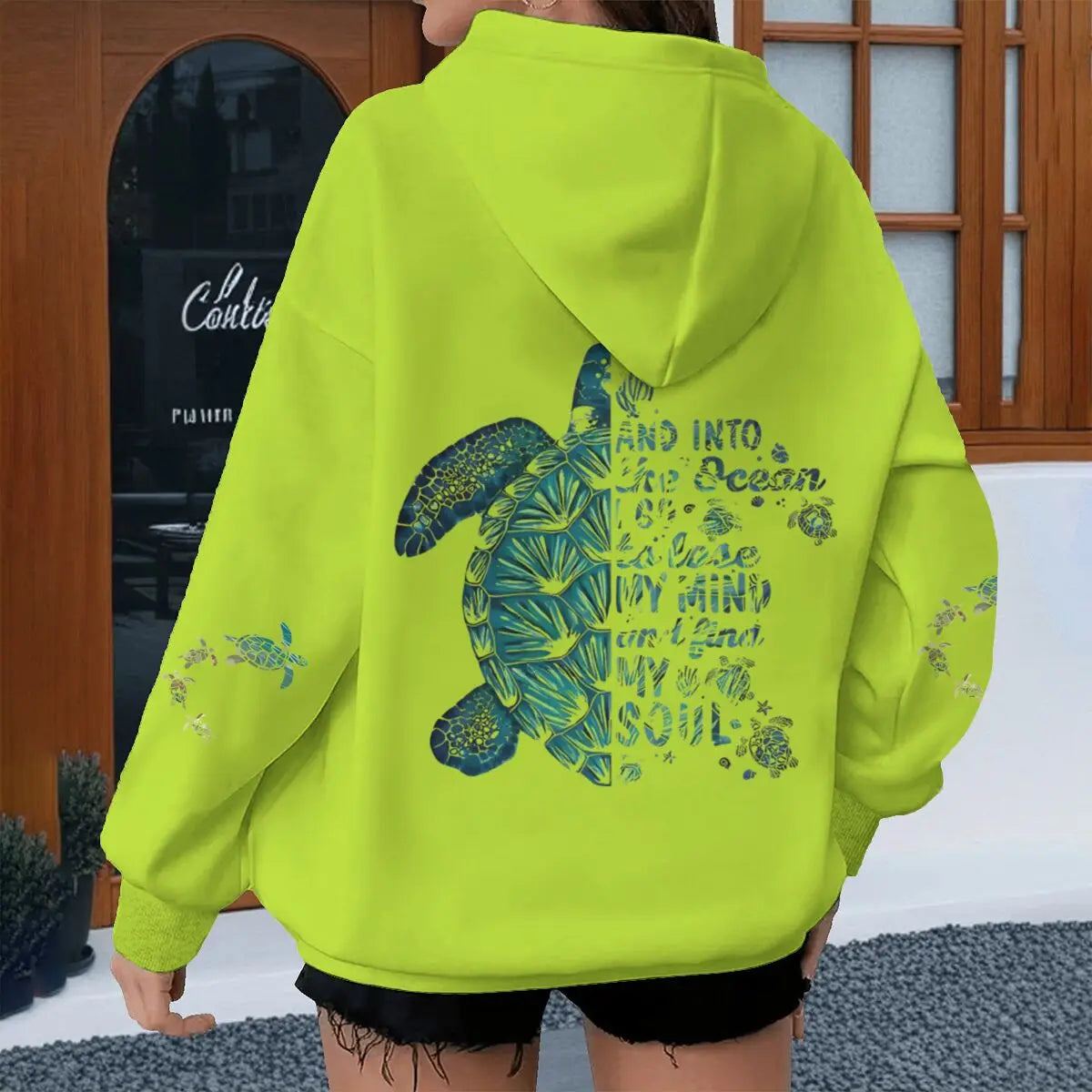 Turtle Vintage Hoodies "And Into The Ocean I Go" Women Men Turtle