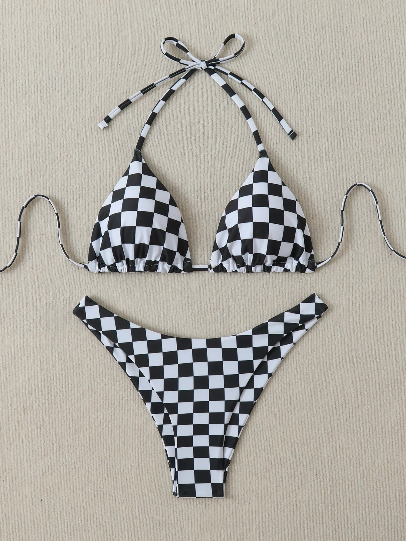 Summer retro floral print 2-piece bikini lace up swimsuit sexy