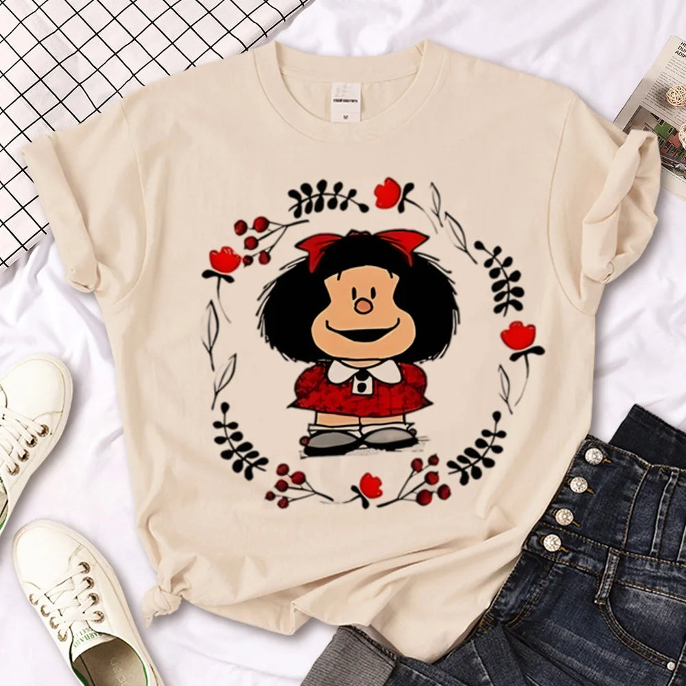 Mafalda t-shirts women Japanese streetwear