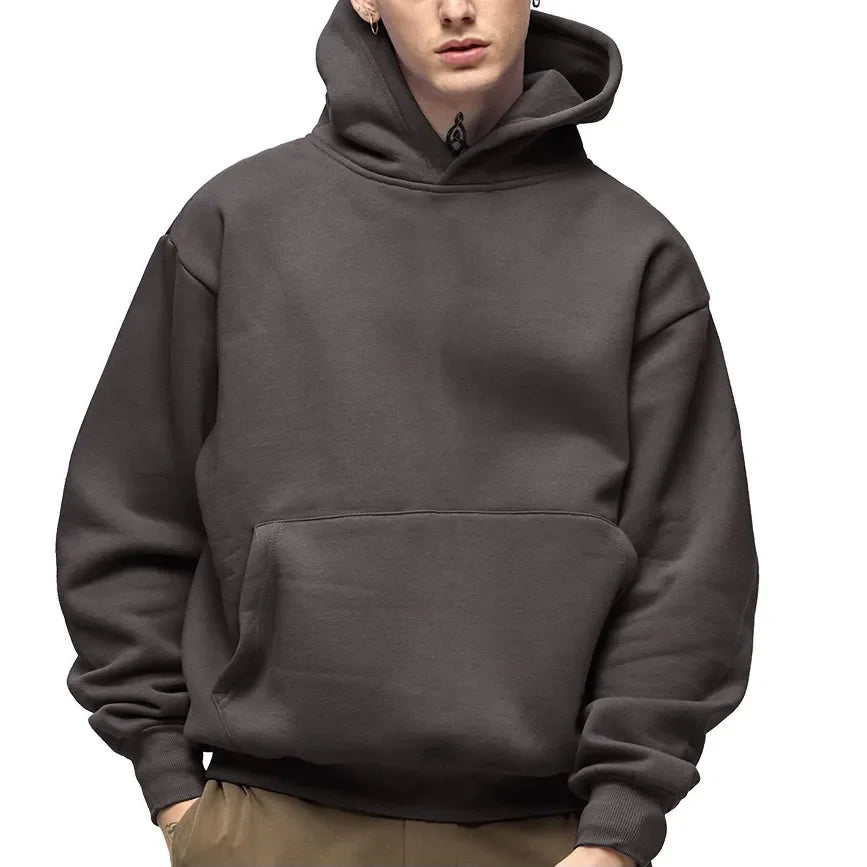 Hoodie 500Gr Heavy Weight New  Casual Men's Top Solid Color
