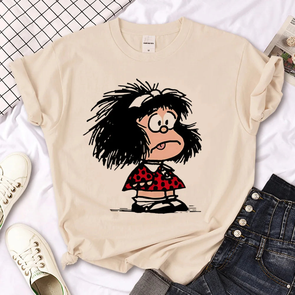 Mafalda t-shirts women Japanese streetwear