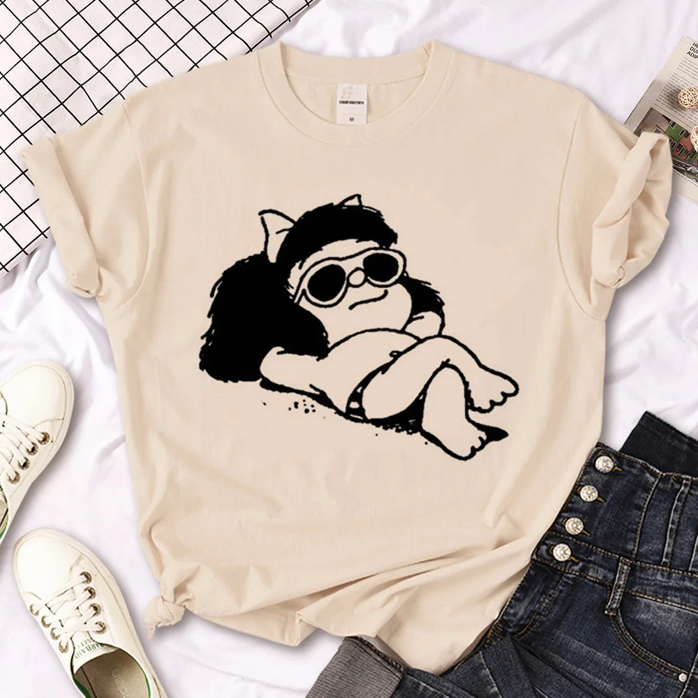 Mafalda t-shirts women Japanese streetwear