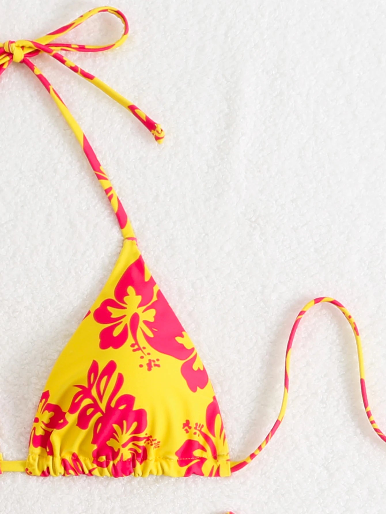 Summer retro floral print 2-piece bikini lace up swimsuit sexy