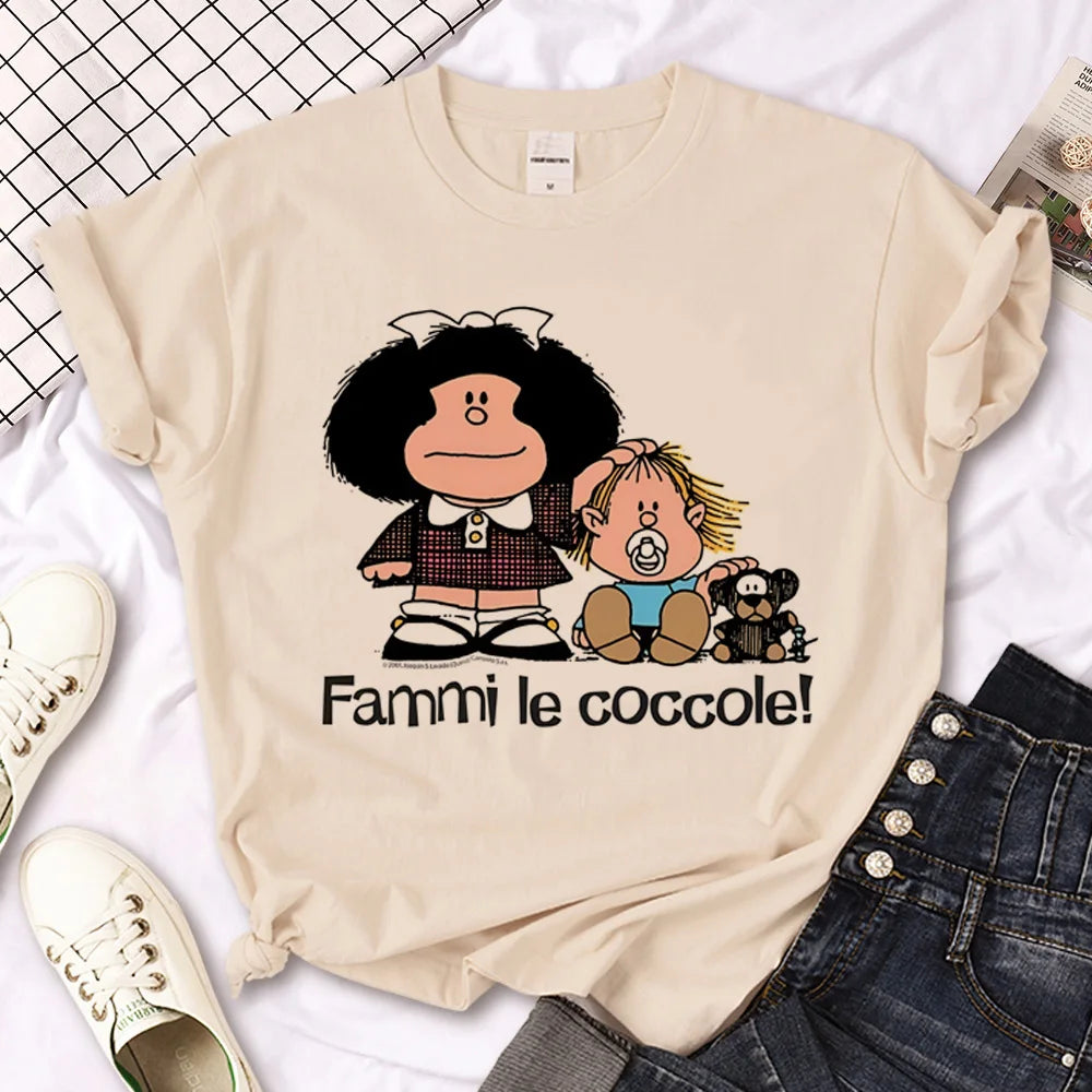 Mafalda t-shirts women Japanese streetwear