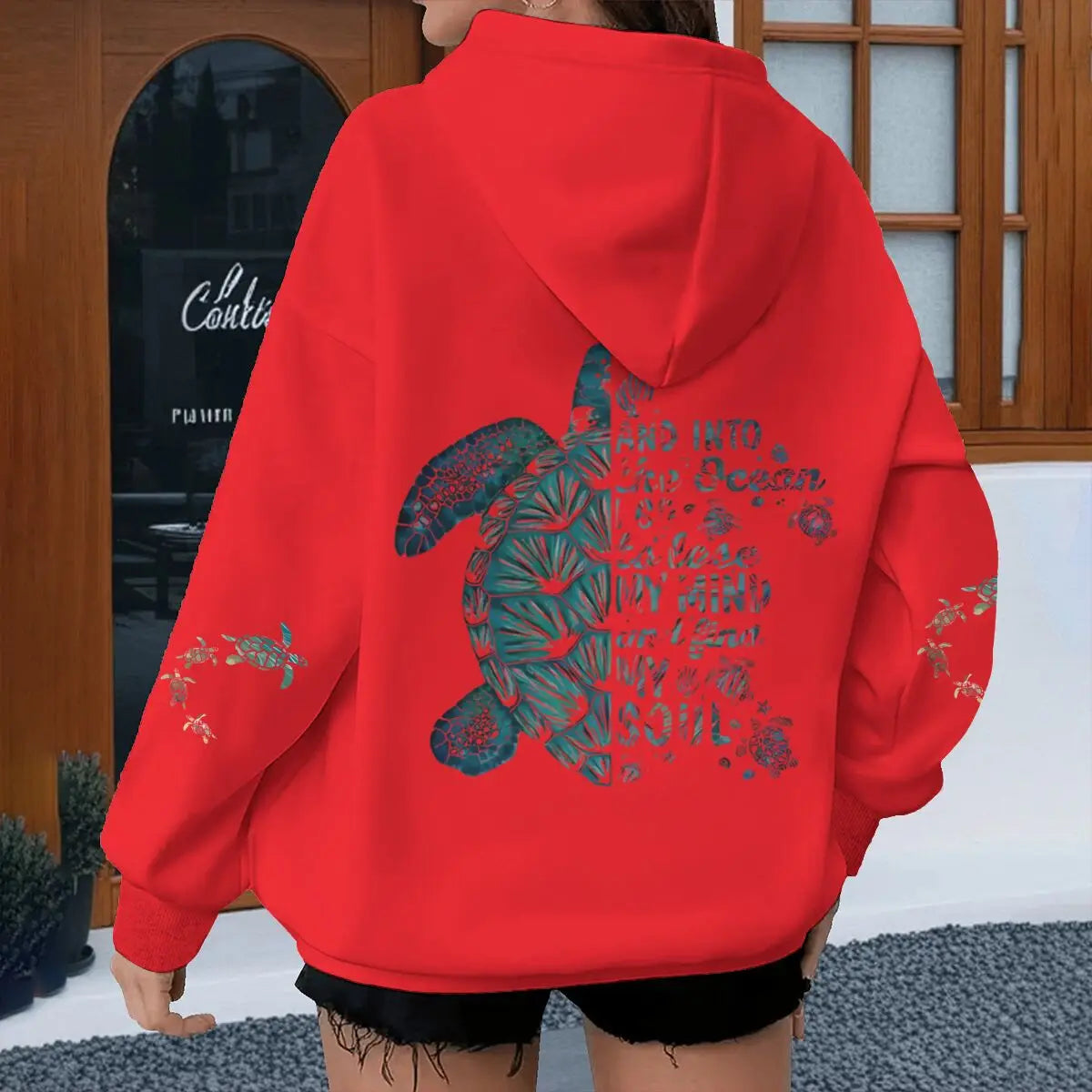 Turtle Vintage Hoodies "And Into The Ocean I Go" Women Men Turtle