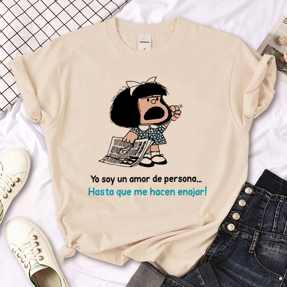 Mafalda t-shirts women Japanese streetwear