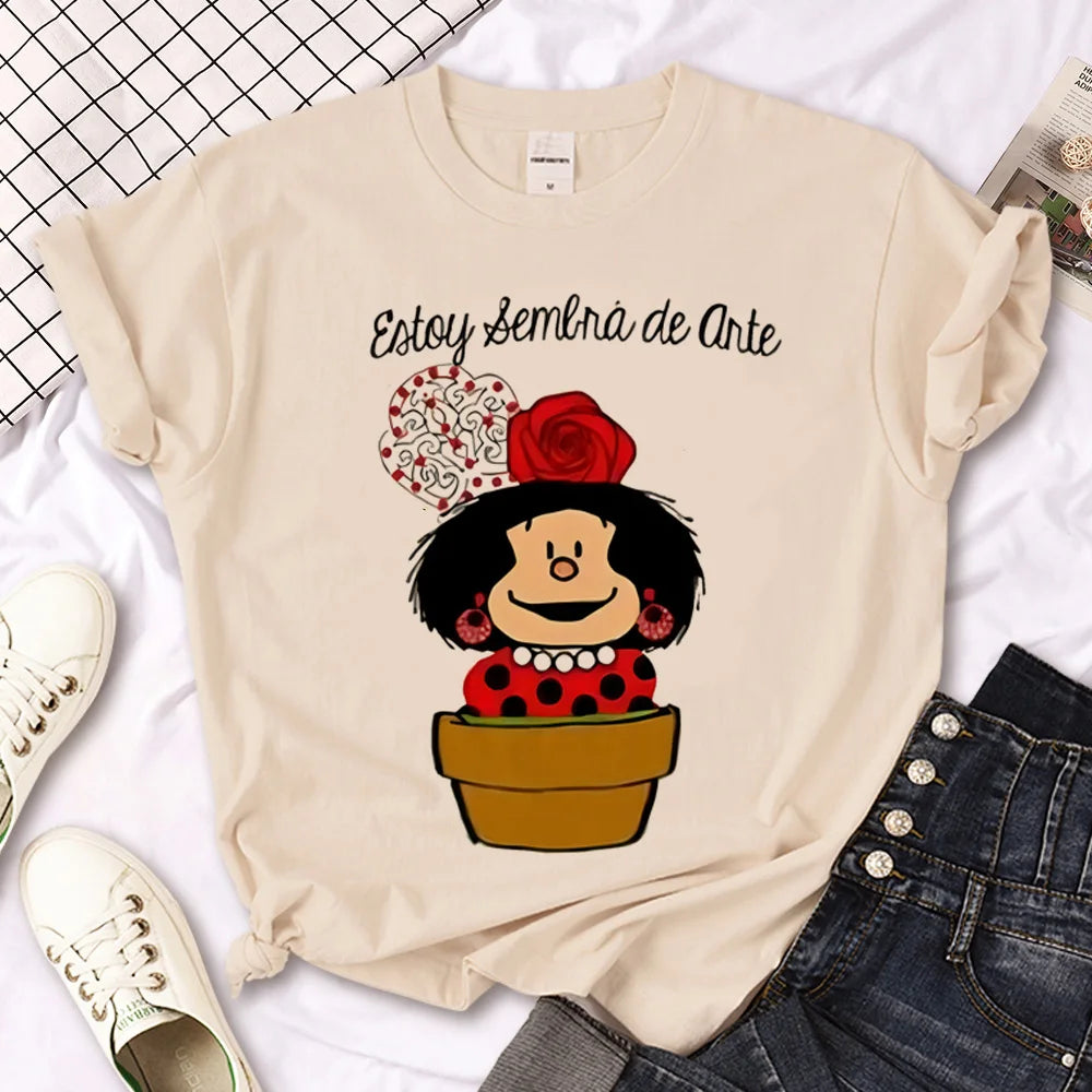 Mafalda t-shirts women Japanese streetwear