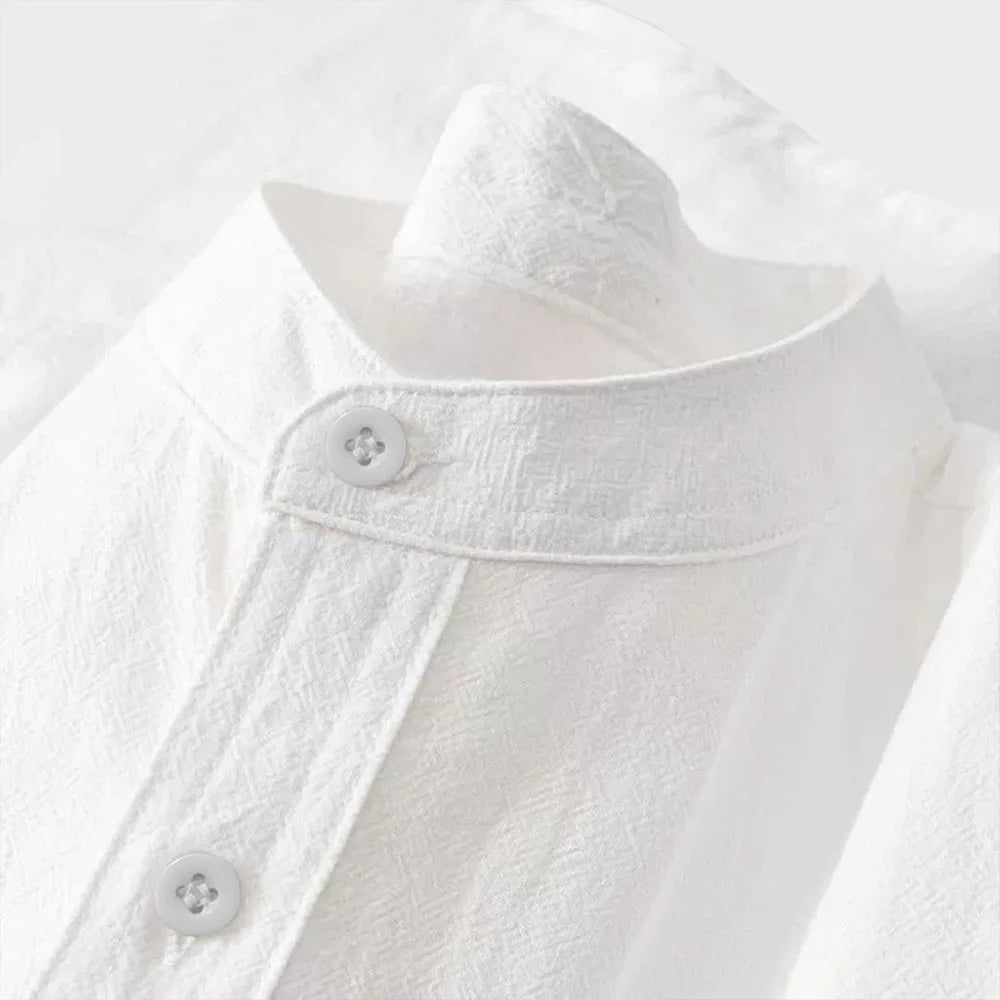 Men's Cotton Linen T-shirt Summer Hot Sale Henley Neck Casual