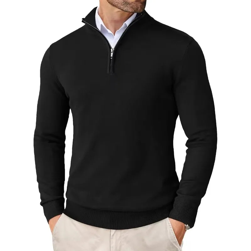 Autumn Men's Quarter Zip Up Sweaters Slim Fit