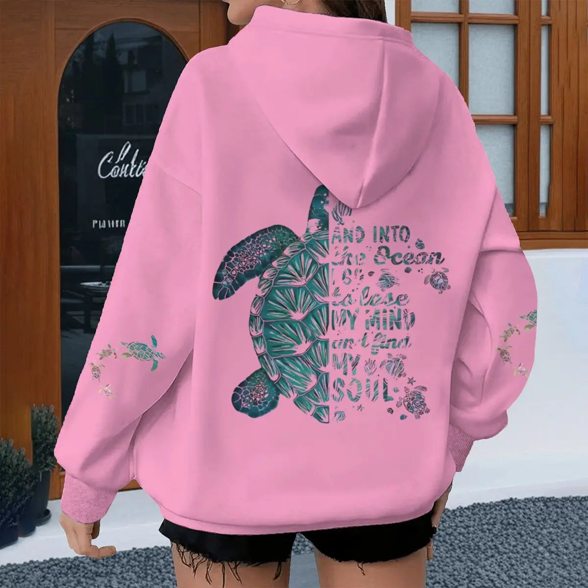 Turtle Vintage Hoodies "And Into The Ocean I Go" Women Men Turtle